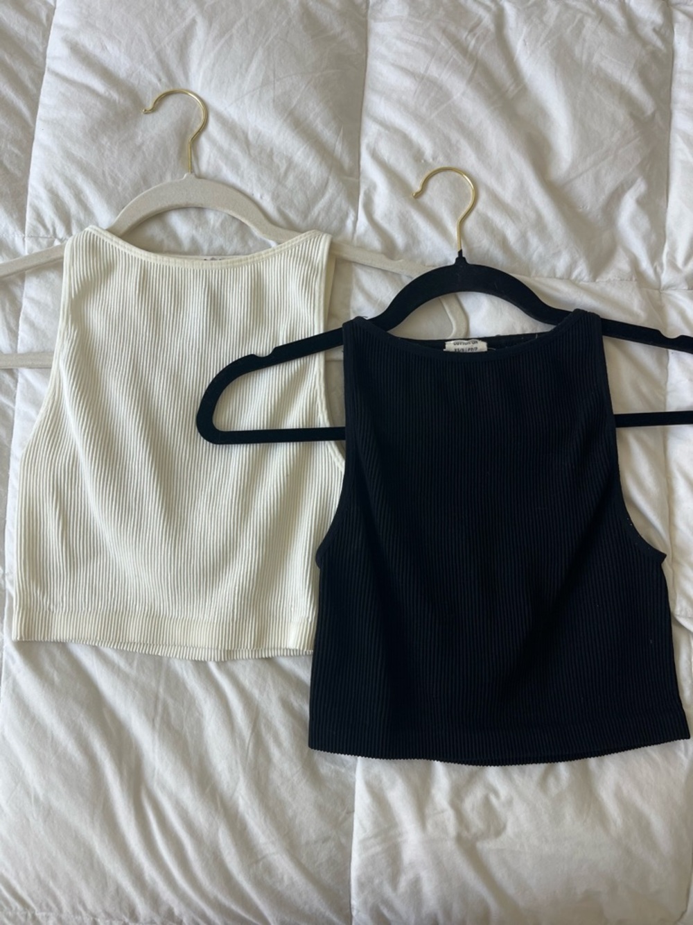 Cotton On Ribbed Square-Neck Tank Duo - Black & Cream